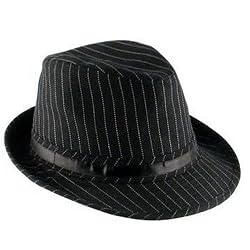 Black Pinstripe Fedora Hat