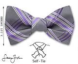 FBT-SJN-16 - Gray - Purple - Sean John silk self tie bowtie