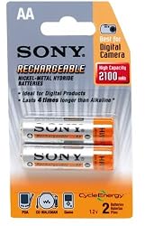 Sony AA 2500 mAh Ni-MH Rechargeable Batteries (2-Pack)