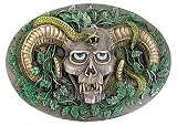 Buckle mit gehörntem Totenkopf und Giftschlangen, Dämon