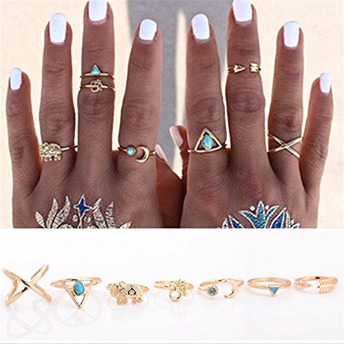 Banggood 7Pcs Vintage Steampunk Cross Moon Anillos Midi Finger Knuckle Rings Set Banggood 7Pcs Vintage Steampunk Cross Moon Anillos Midi Finger Knuckle Rings Set