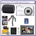 Pentax Optio P70 12MP Digital Camera (Silver) + Pentax PTX-L40 Leather Optio Series Case + Willoughby's 8GB SDHC 7" Digital Photo Frame Package
