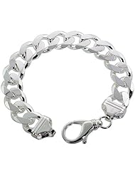 Sterling Silver Italian Curb Chain Necklaces & Bracelets 14.3mm very Heavy weight Beveled Edges Nickel Free, sizes 8 - 30 inch