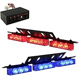 18 x Ultra Bright Blue and Red LED Emergency Warning Use Flashing Strobe Lights Bar For Windshield Dash Grille