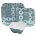 Blue Grid Melamine Dinnerware Set of 12