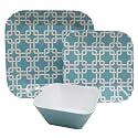 Blue Grid Melamine Dinnerware Set of 12