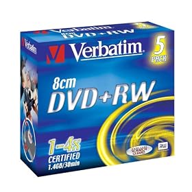 Verbatim 43565 8CM DVD+RW 4x 1.4GB Mini Slim Jewel case 5pk