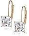 Amazon Collection 10k Gold Princess-Cut Dangle Earrings Made with Swarovski Zirconia (2 cttw Diamond Equivalent)