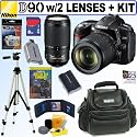 Nikon D90 DX-Format 12.3MP Digital SLR Camera with 18-105mm f/3.5-5.6G ED AF-S VR DX Nikkor Zoom Lens, and 70-300mm f/4.5-5.6G ED-IF AF-S "VR" Zoom Nikkor Lens + 8GB Deluxe Accessory Kit