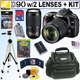 Nikon D90 DX-Format 12.3MP Digital SLR Camera with 18-105mm f/3.5-5.6G ED AF-S VR DX Nikkor Zoom Lens, and 70-300mm f/4.5-5.6G ED-IF AF-S "VR" Zoom Nikkor Lens + 8GB Deluxe Accessory Kit