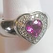 14K White Gold Pink Sapphire and Diamond Heart Ring