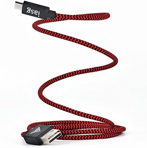 iasg Nylon Braided Tangle-Free Micro USB Charger Cable with Reversible USB Connector for Android Samsung HTC Nokia Sony 3.3ft/1m (red and black)