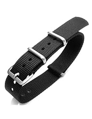 Nato 20mm Heat Sealed Heavy Nylon Brushed Buckle - Black Watchband