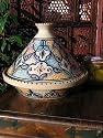 Large patterned cooking tagine with blue design
