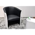 Design Clubsessel Cocktailsessel Textilleder Wei� / Schwarz