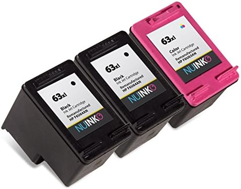 NUINKO 3 Pack Remanufactured HP 63XL Ink Cartridge for HP Envy 4520 Deskjet 3630 2130 2132 3632 3634 OfficeJet 3830 4650 Printer (2 Black 1 Color)