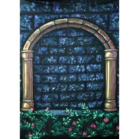 Wrinkle Free Washable 8ft X 12ft Scenic SC1004 Brick Flowers Studio Backdrop by Boss Backdrops