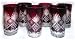 Italian-Style Deluxe Cut-Glass Highball Hi-Ball Glasses (Set of 6) - Ruby Red