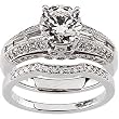 14K White Gold Diamond Wedding Set Semimount - 0.85 Ct. - CENTER STONE NOT INCLUDED