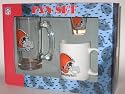 CLEVELAND BROWNS 3 Piece Team Logo COFFEE MUG / SHOT GLASS / Glass BEER MUG Set