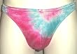 Mens Thong Swimwear/Underwear Nylon/Lycra - Aqua/Pink Tie Dye