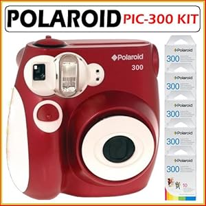 Polaroid Pic-300 Instant Camera In Red Accessory Kit