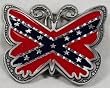 Dixie Blue/Red Enamel Diamondcut Pewter Butterfly Buckle