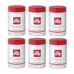 illy Caffe Normale Whole Bean Coffee (Medium Roast, Red Top). Box of six 8.8oz coffee cans.