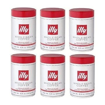 illy Caffe Normale Whole Bean Coffee (Medium Roast, Red Top). Box of six 8.8oz coffee cans. illy Caffe Normale Whole Bean Coffee (Medium Roast, Red Top). Box of six 8.8oz coffee cans.