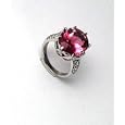 Kunzite Ring 8.8k Brazilian Kunzite with 0.44k G.V.V,S Diamonds Set on the Top of the Band and on the Basket on 18K White Gold Ring