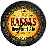 Kansas 's Beer and Ale Black Cascading Pub Style Wall Clock
