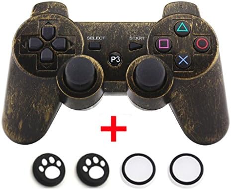 Bluetooth Wireless Dualshock Remote Gaming PS3 Controller Gamepads Consoles Joypad Joystick with 6-Axis And Double Vibration (Vintage Bronze)