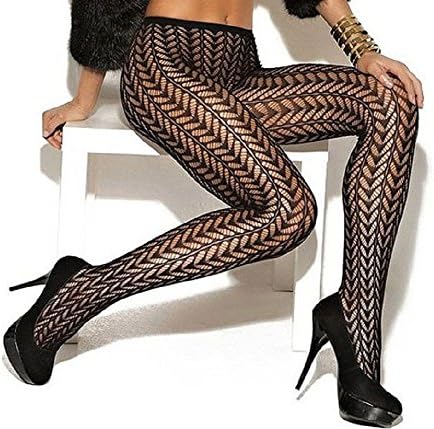 Leaf Patterned Pantyhose: Black Fishnet Spotted Stockings
