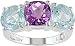 Sterling Silver Amethyst and Blue Topaz 3-Stone Ring