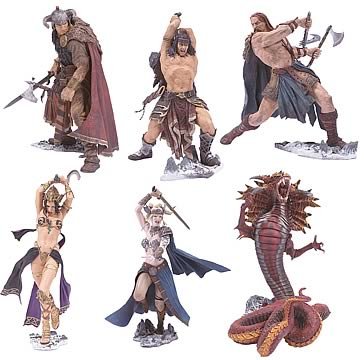 McFarlane Conan Series One Complete set of 6 Figures Including Belit, Conan The Indomitable, Skifell, Svaoun, Fire Dragon and -image