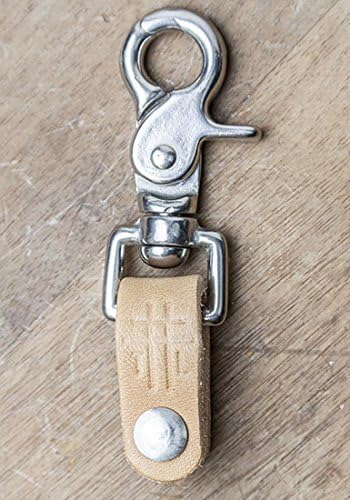 THRUX LAWRENCE - Horween Leather Keypost - Hand Crafted Claw Keychain - Natural Leather with Stainless Steel