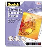 Scotch Self-Sealing Laminating Pouches--Letter Size, Glossy Finish, 9 1/16 x 11 5/8 Inches, 25-Pouch Pack