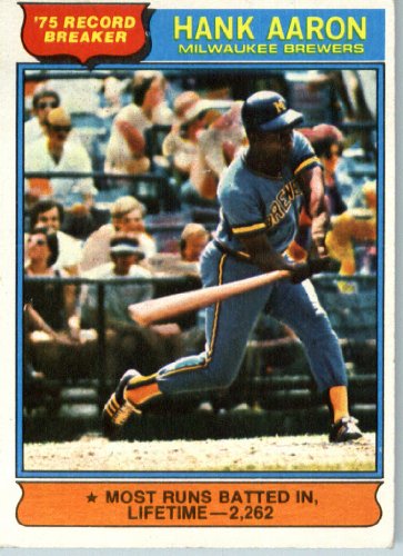1976 Topps #1 Hank Aaron Milwaukee Brewers Baseball Card In a Protective Screwdown Display Case
