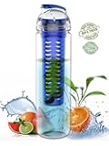 Sh&h 27oz Tritan Fruit Infuser Water Bottle, Blue