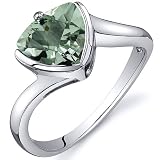 Trillion Cut Bypass Style 1.50 carats Green Amethyst Ring in Sterling Silver Rhodium Finish Available in Sizes 5 thru 9
