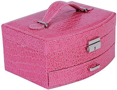 2 Layer PU Leather Outside jewelry Box Storage Display Case with Mirror Rose