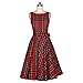 Christmas Present Women's 1950s Sundress Plaid Sleeveless Vintage Party Swing Dresses