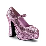 PLEASER Womens Dolly-50 Demonia Shoes Platform Dorothy Wizard of Oz Heels Pink Glitter Mary Janes Sexy