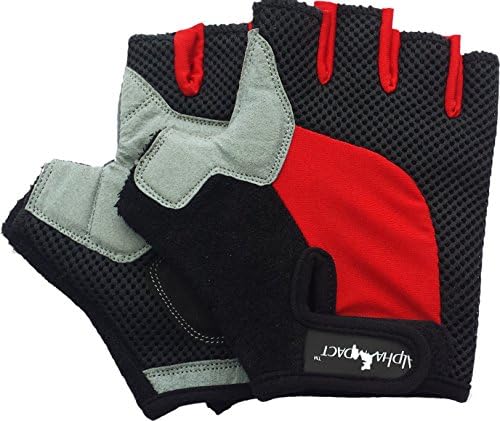 Premium Cycling and Biking Gloves, Half Finger with Palm Protection (Red, X-large)