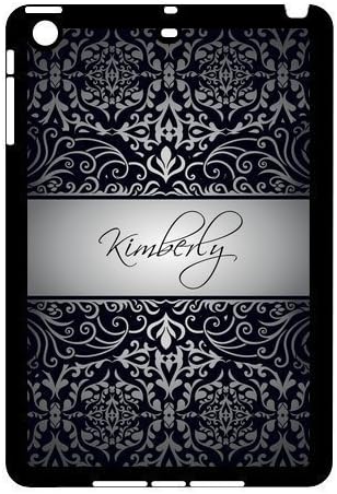 Personalized Black Vintage European Pattern Vs LightGrey Initials Unique Custom APPLE IPAD MINI Best Durable Rubber+Plastic Cover Case Custom Color and Text,New Fashion, Best Gift