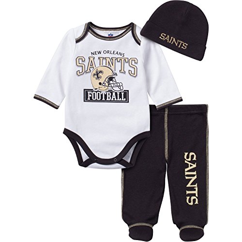 NFL New Orleans Saints Baby Boy Bodysuit, Footed Pant & Cap