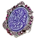 Pugster February Birthstone Oval Purple Beauty Cameo Brooches And Pins Vintage