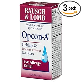 Bausch & Lomb Opcon-A Eye Drops, Eye Allergy Relief, 0.5-Ounce Bottles (Pack of 3)