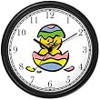 Easter Chick Hatching out of Easter Egg No.1 Easter Theme Wall Clock by WatchBuddy Timepieces (White Frame)