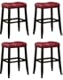 4 29" Red Cushion Saddle Back Espresso Bar Stools